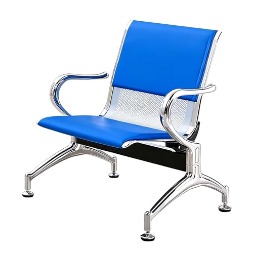 JINGSHIQIAOPL 1 Seat Waiting Chair with Back and Arms, PU Side Chairs for Office With Metal Frame for Hospital, Office, Clinic, Bank, Lobby(Blue)