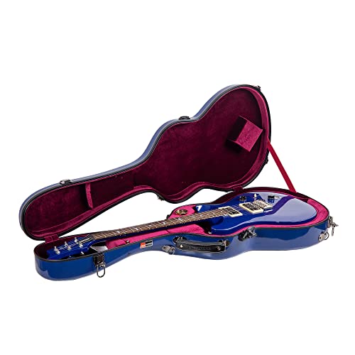 Crossrock Fiberglass Electric Guitar Case-Fits PRS Core Series Hollowbody Right-hand Guitar-Padded Straps, Interior Compartment, Hygrometer-Includes TSA Lock - Navy Blue(CRF2020PRSHBNVBL)
