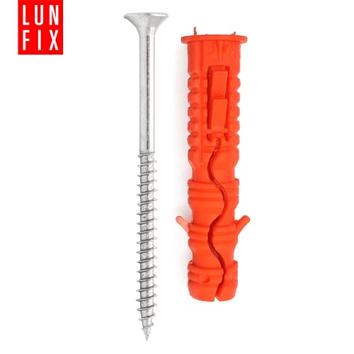 LUN FIX Kołek uderzeniowy 8x40 mm ze śrubą 5x70 mm, 100 szt., Cegła