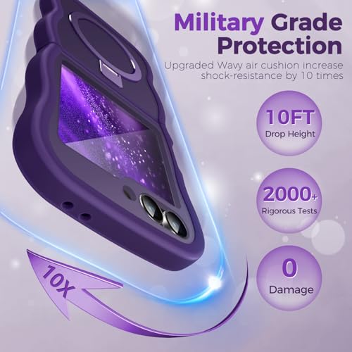 Image of Cute Wavy Magnetic Stand Case for Galaxy Z Flip 6 /5 Fit for MagSafe