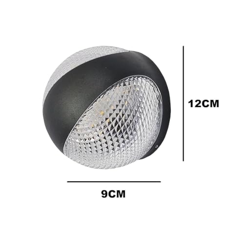 Image of blissbells Modern Round LED Wall Light with Crystal Acrylic Shade | 3 Color Changing Modes | Black Decorative Indoor Wall Lamp for Living Room, Bedroom, Hallway, Staircase & Hotel