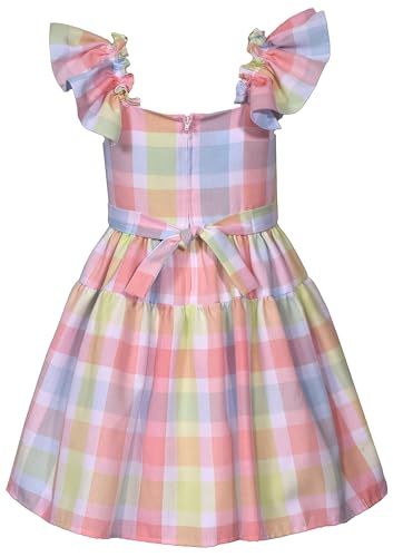 Bonnie Jean Girls Size 2T-16 Flutter Sleeve Check Peasant Dress3