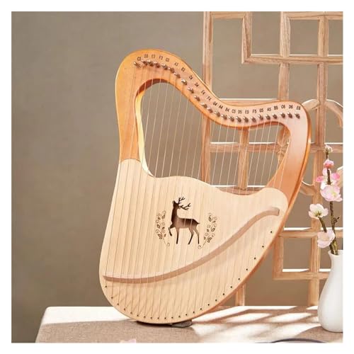 Lira a 32 corde con leva di accordatura, strumento portatile in legno, include corde di ricambio e note di tono, regalo musicale ideale per principianti