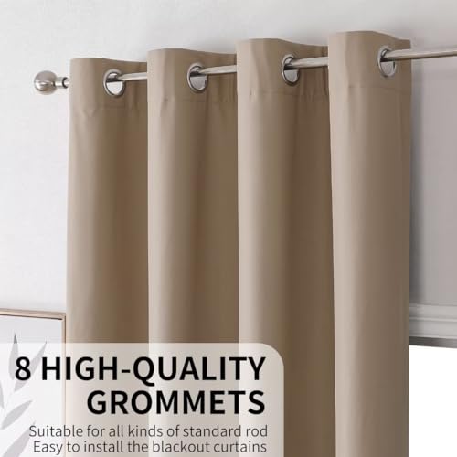 Image of Joydeco Taupe Curtains 84 Inch Length 2 Panels Set for Livingroom, Blackout Curtains 84 Inches Long for Bedroom Windows, Thermal Insulated Room Darkening 84 Inch Long with Grommets