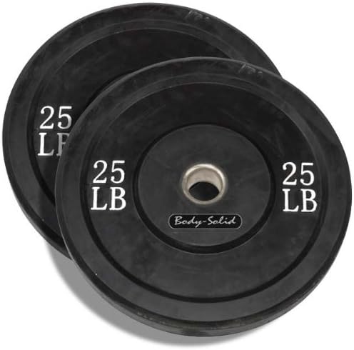 Body-Solid OBPB25 25Lb Black Bumper Plates 17.7"