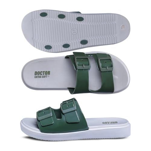 Image of DOCTOR EXTRA SOFT Women's Classic Cushion Sliders /Slippers with Adjustable Buckle Strap for Adult | Comfortable & LightWeight| Stylish & Anti-Skid|Waterproof & Everyday Flip Flops Ladies /Girls New-523
