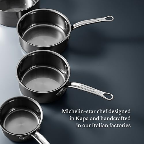 Image of Hestan NanoBond Molecular Titanium Saucepan with Lid, 2-Quart - PFAS-Free Stainless Steel, 4x Stronger, 1050F Oven Safe, Induction Compatible, Handcrafted Italy