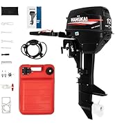 BJTDLLX Short Shaft Outboard Motor, 2 Stroke 12 HP Outboard Boat Motor, 169CC Heavy Duty Fishing ...