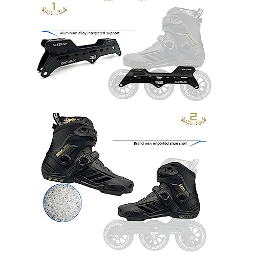 Miniatura 4 de Mhxzkhl Patines En Línea Para Adultos, 3 X 110mm Rueda Patinaje Para Mujeres Y Hombres, Profesionales De Patinaje De Velocidad En Línea Para Principiantes Size:38,Color:Black