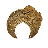 Nigerian Gele Headties With Beads And Stones African Headtie Women Head Wrap Already Made Auto...