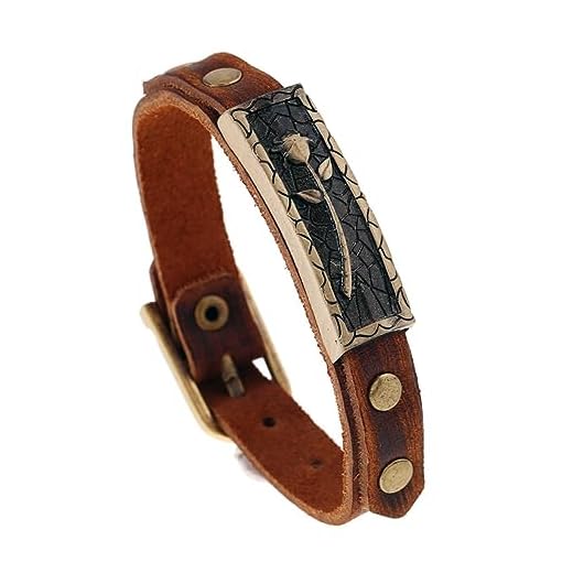 Dmaiy Boho Leather Bracelets Vintage Brown Bracelet Buckle Clasp Rose Bracelets Handmade for Women and Men (Brown flower)