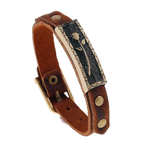 Dmaiy Boho Leather Bracelets Vintage Brown Bracelet Buckle Clasp Rose Bracelets Handmade for Women and Men (Brown flower)