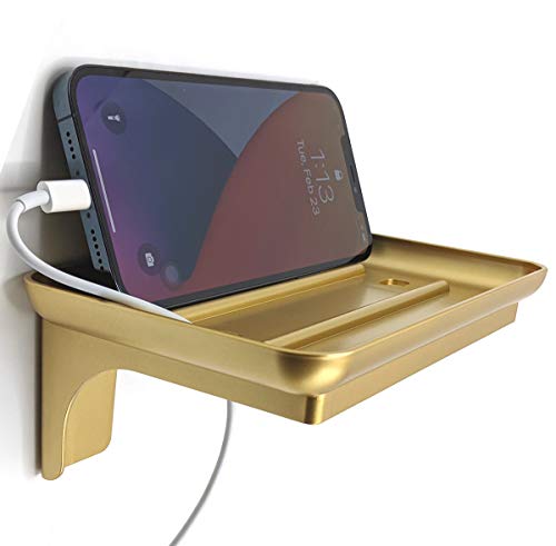 Mclee Creations Wonder Shelf - Small Plastic Self Adhesive Bathroom Wall Mounted Shelf Designed For Smartphone And Flushable Baby Wipes (1, Gold With Holes) #TOP13