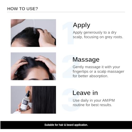 Image of Bare Anatomy Advanced Anti-Grey Serum | Reduces Hair Greying | Silverfree Peptide + Biotin + Rosemary | Fast Absorbing, Odorless, Non-Sticky | Clinically proven formula For Men & Women | 50ml