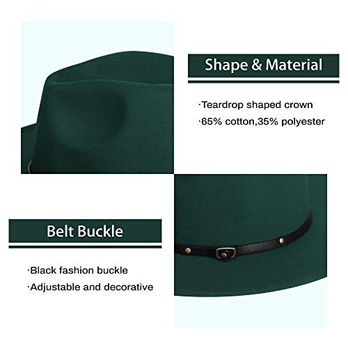 Image of Wide Brim Fedora Hats for Women Mens Felt Fedora Hats With Belt Buckle