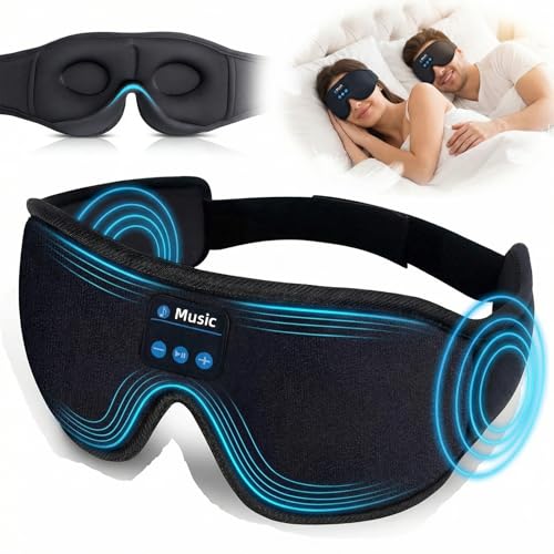 AURIVEE® Antifaz Bluetooth 3D con Auriculares – Bloqueo 360° de Luz, Cero Presión en Ojos, 10–12h Autonomía, Temporizador, Altavoces Estéreo Ultraplanos, Lavable