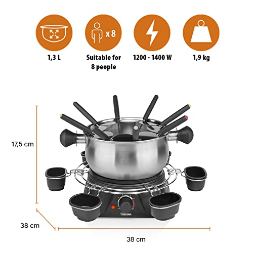 Foto von Tristar Fondue-Set für bis zu 8 Personen, 1,3 Liter Fassungsvermögen, inklusive Edelstahlgabeln und Saucenring, 1400 Watt, FO-1109