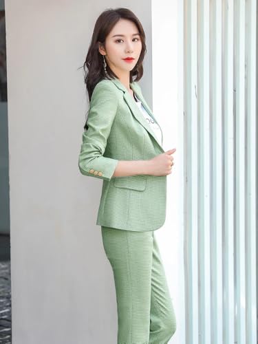 Image of Women's Cotton Blend Casual Printed Full Sleeve Collared Top and Pant Set with Blazer | Western Set for Women