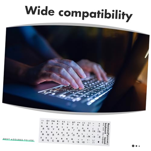 Pegatinas para teclado ruso SECFOU, pack de 10 protectores autoadhesivos de PVC para portátil 7