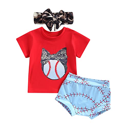 Baby Girl Baseball Outfit Little Sister Biggest Fan Romper Baseball Shorts Headband Set 3Pcs Summer Outfits