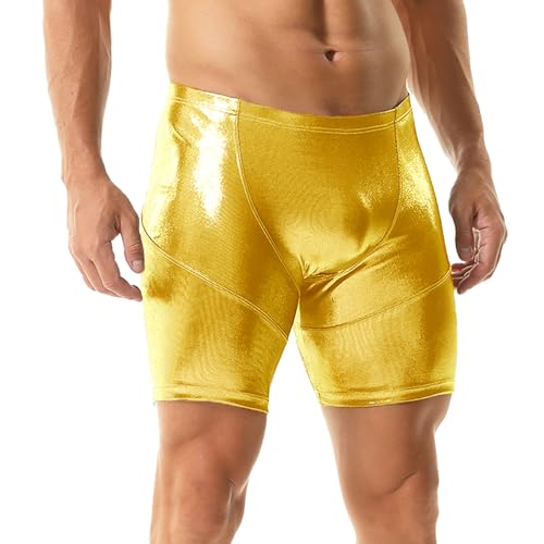 Mens Faux Leather Boxer Shorts Wet Look Flat Front Shorts Slim Short Pants3