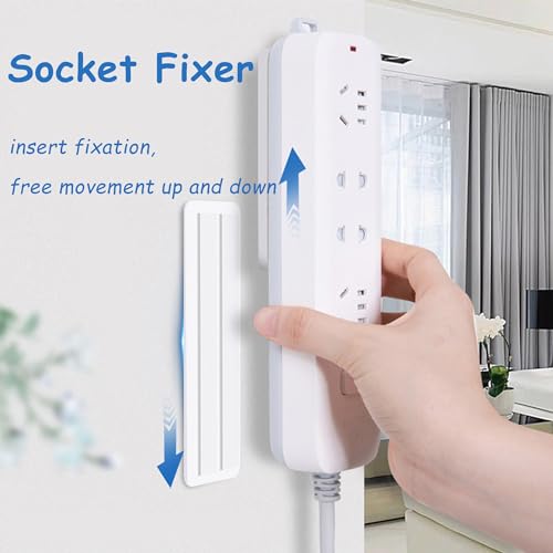 Soporte adhesivo para escritorio para enchufe, soporte para socket sin perforaciones, gestión de cables y protector contra sobretensiones, soporte de montaje de enchufe para escritorio (4 piezas), pequeño, blanco miniatura 2