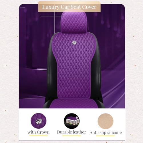 Image of Red Rain Purple Car Seat Cover Leather Auto Seat Cushion Covers 2 /3 Covered Cute Car Seat Protector 11PCS Universal Fit Car /Auto /Truck /SUV (A-Purple)