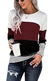 Picture of NEYOUQE Cute Girl Teen Clothes Fall Shirts Essentials tees Cozy Tunics Womens Blouses Spring Tops for Women 2025 Plus Size Tshirts Woman Sweater Basic Football Wine Red L