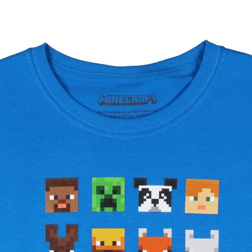 Minecraft Video Game T-Shirt Boys' Creeper Blaze Bee Llama Character Faces Grid Youth Tee4