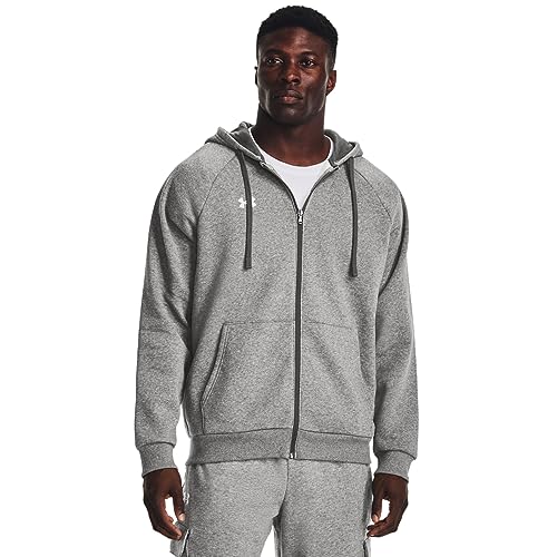 Under Armour Men's Rival Fleece Full Zip Hoodie, (025) Castlerock Light Heather / / White, Medium by Under Armour - Used condition - US$38.43