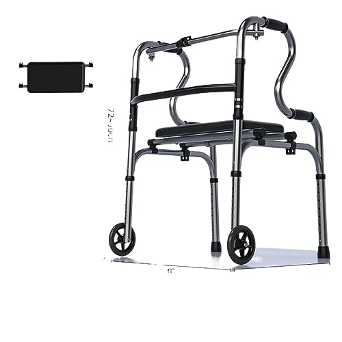高齢者補助歩行器高齢者障害者骨折リハビリテーションウォーキングは、パワーステップの代わりに手押し松葉杖車に座ることができます (【高級ダブルベンド】強化歩行器+リバーシブルソフトシート+ダブルキャスター)