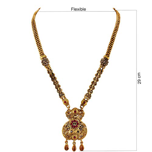 Image of Lucky Jewellery Designer Gold Plated Copper Stone Long Necklace Set for Girls & Women (430-G2SR-1083-PARENT)