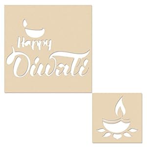 Incredible Gifts India Happy Diwali Wooden Rangoli Stencils for Floor HPD002(Wood, 30x30cm)