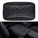 Amiss Car Center Console Cushion Pad, Universal Waterproof Car Armrest Seat Box Cover, Car Interior Accessories, PU Leather Auto Armrest Cover Protector for Most Vehicle, SUV, Car (Black)