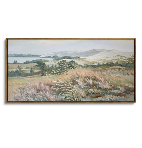 ARPEOTCY Rustic Landscape Wall Art for Living Room Fireplace Hallway, Large Framed Art,20x40in,Vintage Farmhouse Earthy Moody Cozy Decor, Nature Coastal Dune Paintings Artwork for Spring Summer