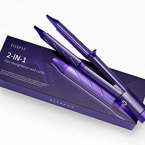 ELLESYE Hair Straightener and Curler 2 in 1 15S Superfast Heat up,13 Temperatures Ceramic Flat Iron for Hair with Negative Ions Hair Iron Straightener