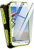 moex Panzerhülle kompatibel mit Samsung Galaxy S6 - Handyhülle mit Panzerglas, extrem stoßfest, Panzer Outdoor Hülle 360 Grad, Grün Schwarz