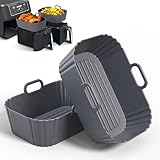 PINTAUR Silicone Air Fryer Liners 2 Pack, Reusable...