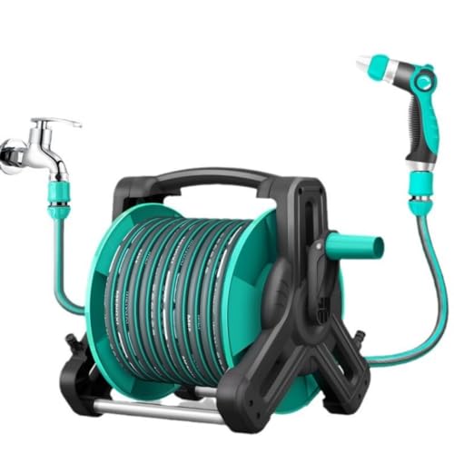 GrdMis 水まきホース ホースリール おしゃれ 高圧洗浄 散水 家庭菜園 掃除 庭 フルカバーコンパクト ガーデニング 園芸、洗車用品、高圧水鉄砲、家庭用特殊強力洗浄、花水まき、接続蛇口 (30メートルスーツ,高圧水鉄砲セット)
