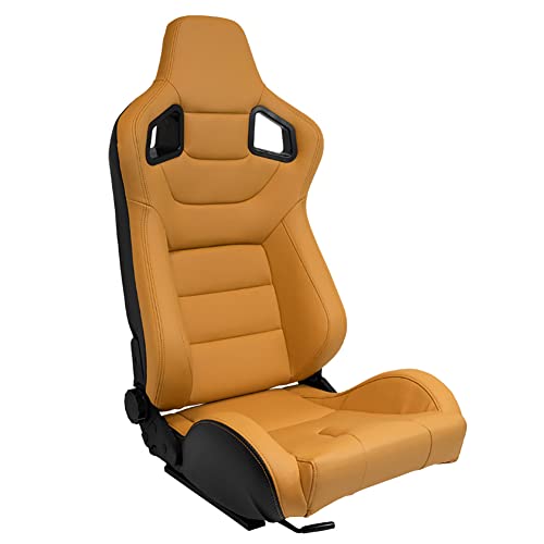 AutoStyle Siège baquet 'RK' - Beige Simili Cuir - Dossier réglable - incl. glissières