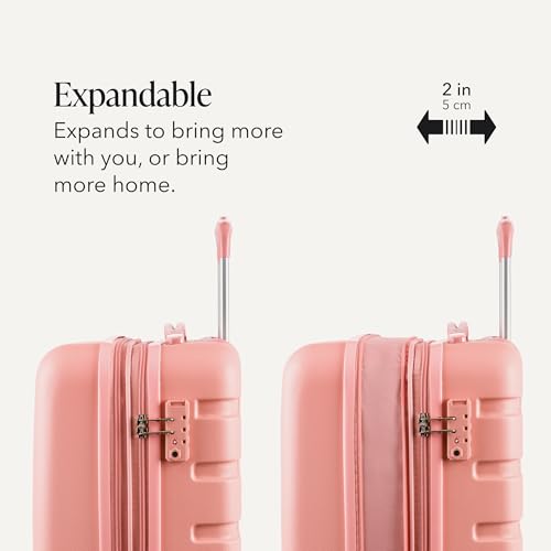 Image of SWISSGEAR Signature Hardside Expandable Carry-On Spinner Luggage, ABS Construction, TSA-Friendly Lock, and Built-In Cupholder, Coral Almond, 19-Inch