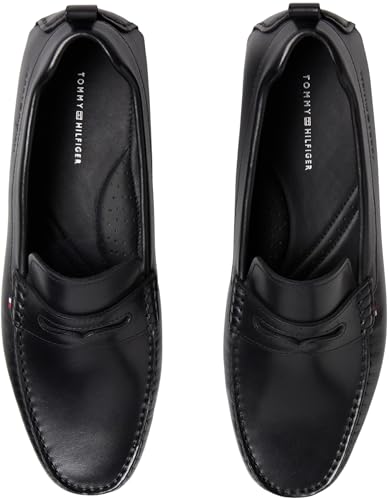 Tommy Hilfiger Core Hilfiger Leather Driver FM0FM05790 Chaussures de conducteur pour Homme, Noir (Noir), Pointure 42