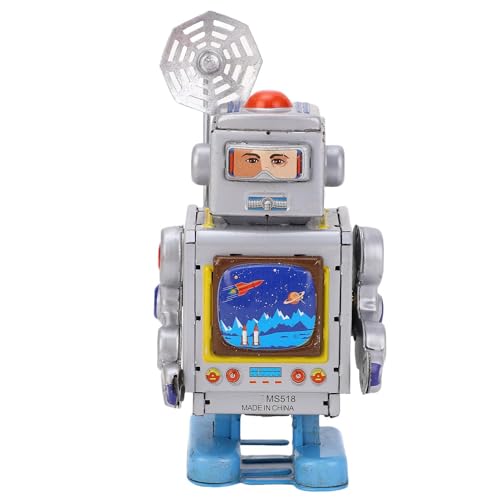 Robot de hojalata vintage coleccionable con acabado de hierro retro para decoracion artesanal