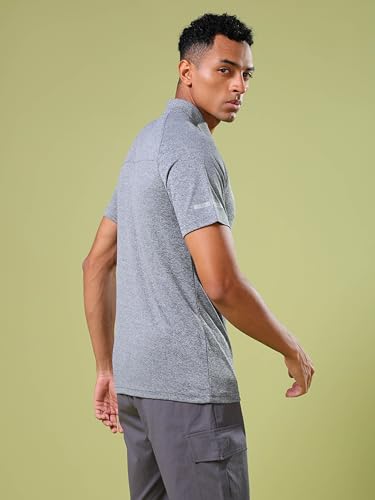 Image of TECHNOSPORT Men's 100% Polyester Slim Fit Self-Design Half Sleeve Polo T-Shirt with Double Cool, SPF50+ Properties for Gym, Workout 7 Regular Use