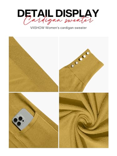 Image of VIISHOW Women Cardigan Sweater Lightweight Open Front Long Sleeve Soft Fine Knit Casual Trendy Kimono Cardigans with Pockets