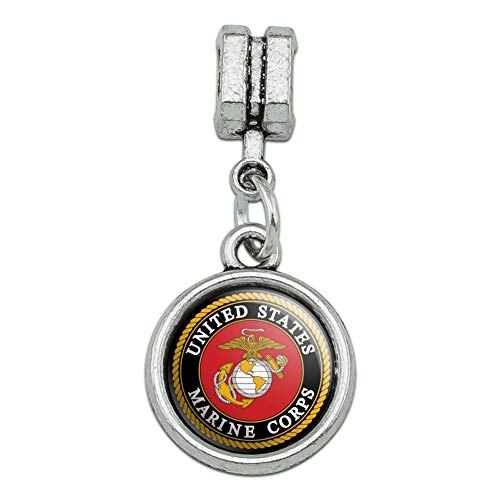 Graphics & More Marines Usmc Emblem Black Yellow Red Officially Licensed Italian European Style Bracelet Charm Bead #TOP1