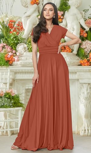 Image of KOH KOH Womens Sexy Cap Short Sleeve V-Neck Flowy Cocktail Gown