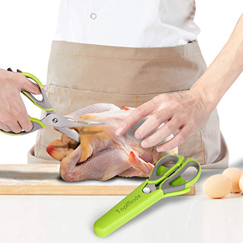 Kitchen Shears - Topmade Kitchen Scissors Heavy Duty Poultry Shear Multi-Purpose Stainless Steel Sharp Utility Food Scissor Wh Magnetic Sheath Detachable Cooking Shear For Chicken|Meat|Game|Bone|Herb #TOP4