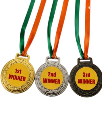 1st, 2nd & 3rd Winner Medals with Ribbon Combo Pack of 3 | Gold, Silver & Bronze Award Medals | Sports Competition, School, Kids, Students, Games, Event Prize & Achievement Medal (123Winnermedal-5)-picture-32
