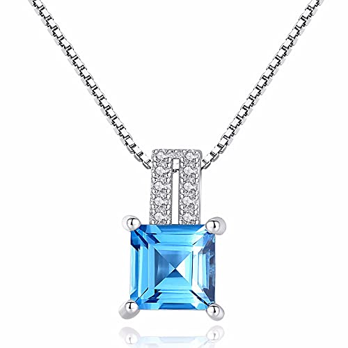 Collier topaze bleue véritable anti-nœud avec chaîne de boîte ajustable pour femme